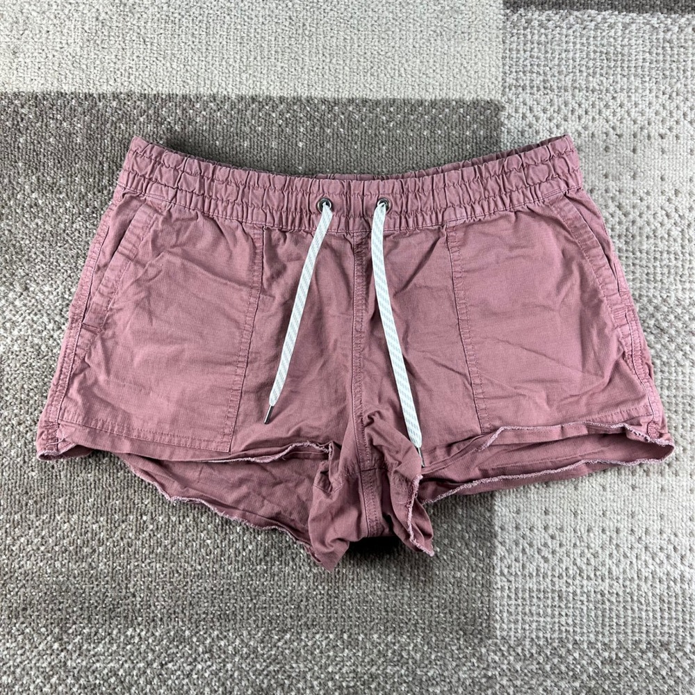 Vuori Mauve Organic Cotton Ripstop Drawstring Cargo Shorts Raw Hem Womens S 29X3